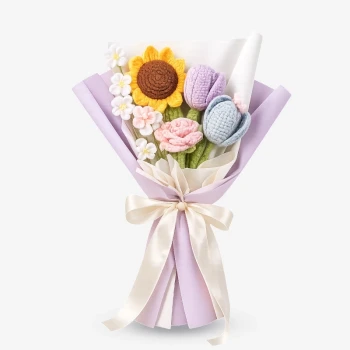 Purple and Sunflower Crochet Bouquet