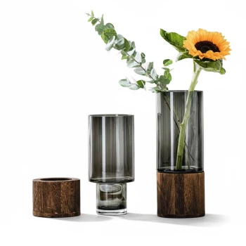 Wooden Base Floower Vase.