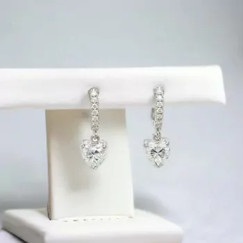 1-Carat Heart-Cut Moissanite Diamond Dangling Earrings