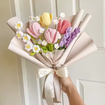 Lovely Tulip Bouquet Crochet Flower