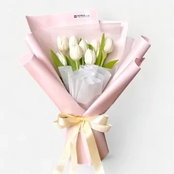Selena White Tulips Bouquet
