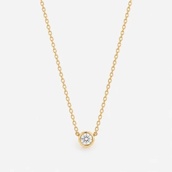 Solitaire Bezel Moissanite Diamond Necklace in 18K Gold Plating