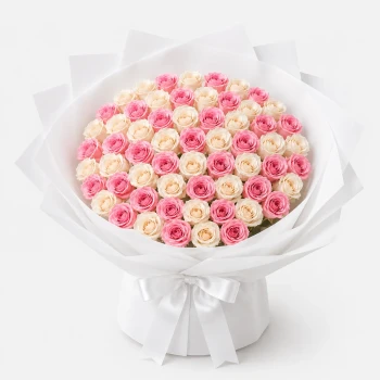 50 Pink & White Roses