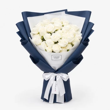 30 White Roses Ivory Bouquet