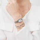 oval stainless steel watch in premium Ivory and Rosy, driven by high-precision Japan Quartz with 30m water resistance.