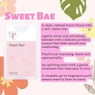 Pocket perfume "Sweet Bae" with floral accents and descriptive text.