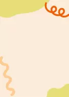 Abstract card with pastel background, wavy shapes in yellow and orange, and swirly lines.