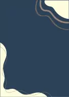 Dark blue background with abstract wavy cream and brown shapes in the corners.