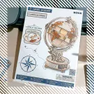 ROKR Luminous Globe DIY kit with wooden parts and globe illustration on packaging.