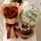 Combo Happy Birthday - 6 Roses