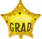 Gold star balloon with "Congrats Grad" in bold black lettering.