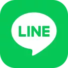 Green circle with white speech bubble containing the word "LINE" in white text.