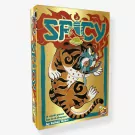 Spicy board game box with a tiger wearing a mask and flames.