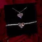 Crystal Heart Necklace and Bracelet Set - set