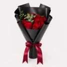 8 Premium Red Roses and Eucalyptus Leaves