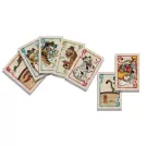 Cards from the game Spicy, featuring illustrated cats with numbers and chili peppers, arranged in a fanned and overlapping pattern.