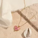 Crystal Heart Necklace - Pink