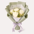 4 Premium White Roses and Chamomile