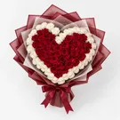 99 Red and White Rose Heart Bouquet 2