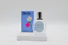 Polly's Sunshine Girl perfume bottle and box on a white stand, featuring floral designs.