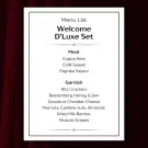 Menu for a charcuterie set with meats and garnishes.
