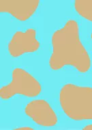 Blue background with tan, irregular blotches in a cow print pattern.