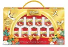 Gold gift box of Scotch Chicken Essence with 9 bottles, cranes, and flowers.