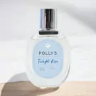 Polly's Twilight Kiss Eau de Parfum bottle with a light blue label and silver cap.