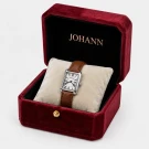 The watch dimensions are 24x30x6 mm, featuring a premium stainless steel case and a genuine leather strap