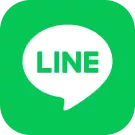 LINE logo with green background and white speech bubble containing green text.