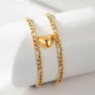 Gold chain bracelets with magnetic half-heart pendants that connect.