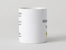 White mug with "GOOD MORNING" and a sun graphic.
