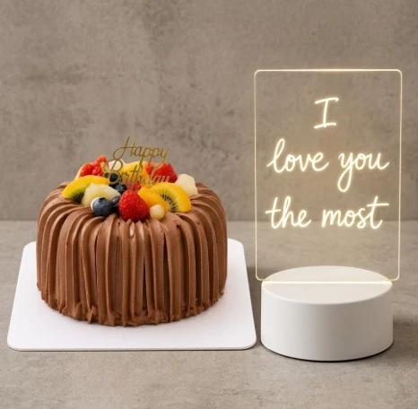 Romantic Glow Combo: Premium Chocolate Cake & Free Hand Writing Lamp