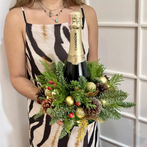 Champagne Floral Arrangement for New Year's Eve - Standard