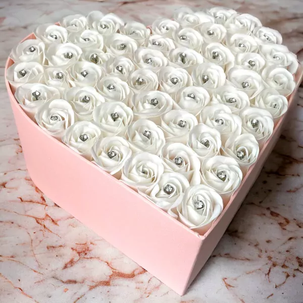 White Heart Diamond Box - White Box