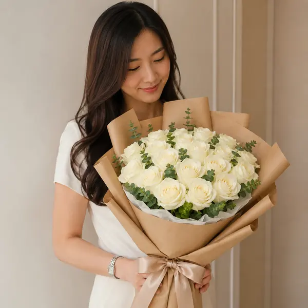 30 White Roses Bouquet Pure Love 2