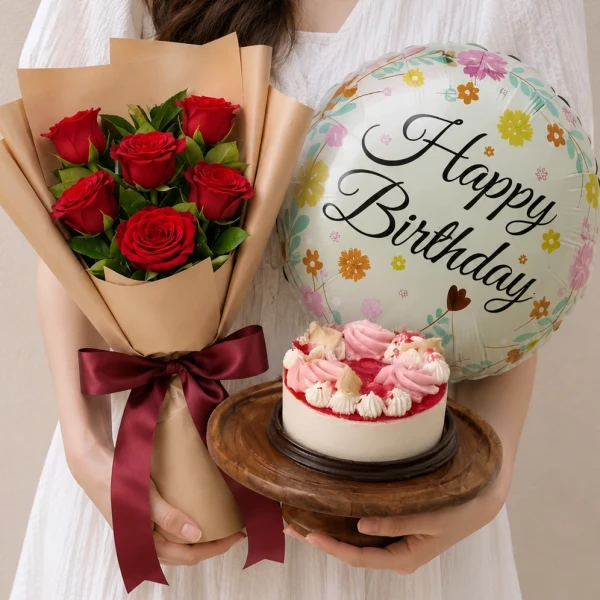 Combo Very Birthday - 6 Roses