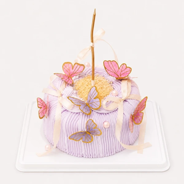 Purple Butterfly Vanilla Strawberry Cake 0.5lb - Standard