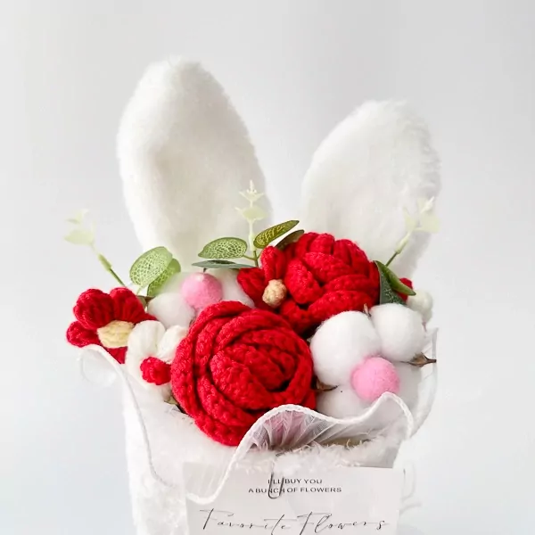 Bunny Ears Cloth Bouquet - Red