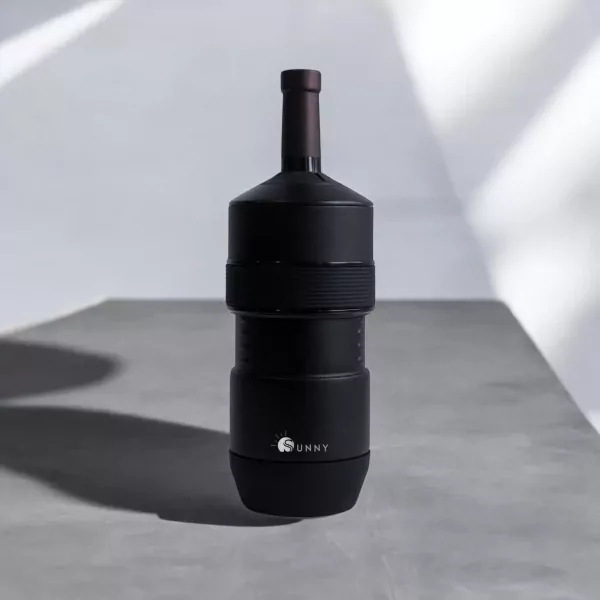 Black Sunny wine chiller with a sleek, modern design and a textured band.
