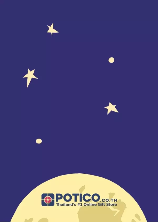 Illustration of a night sky with stars and a moon, featuring a logo for "POTICO.CO.TH".