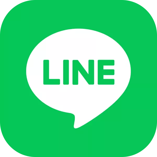 Green circle with white speech bubble containing the word "LINE" in white text.