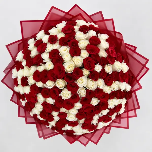200 Red and White Roses Bouquet 2
