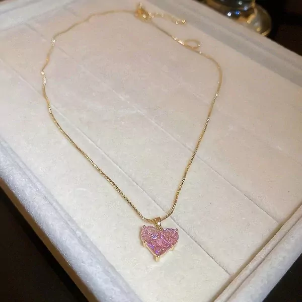 Crystal Heart Necklace and Bracelet Set - set