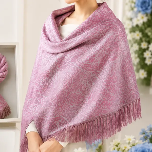 Pink Pashmina Scarf Malai 2