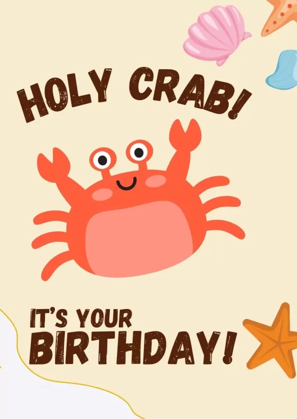 Holy Crab Birthday Card - Crab