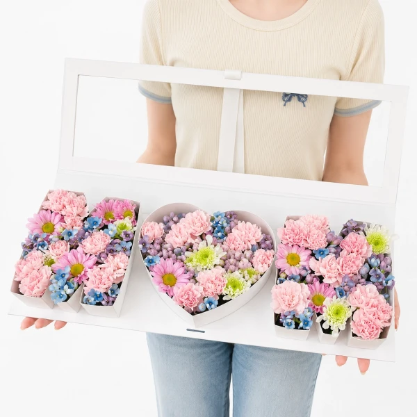 Fresh Pink and Blue Flowers Mom Box - Flowers Only