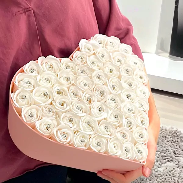 White Heart Diamond Box - White Box