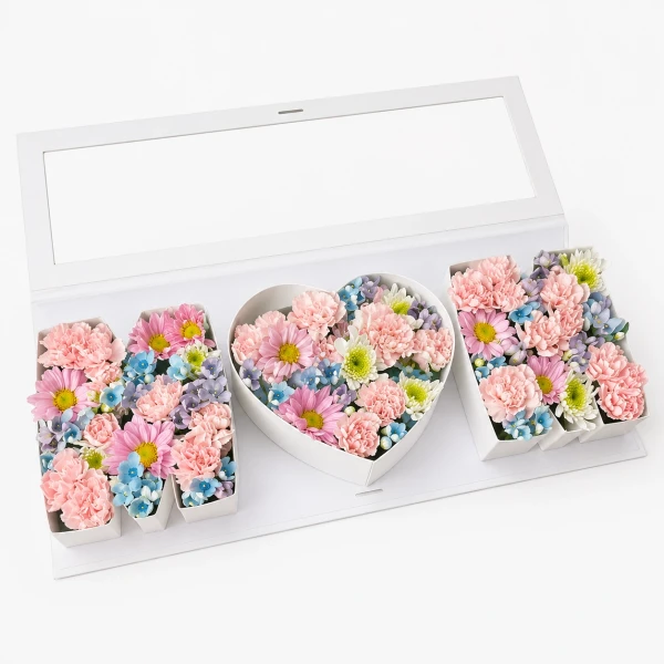 Fresh Pink and Blue Flowers Mom Box - Flowers Only