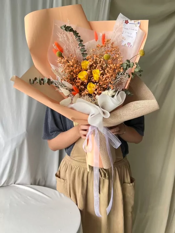 Golden Glow Dried Flower Bouquet - Standard